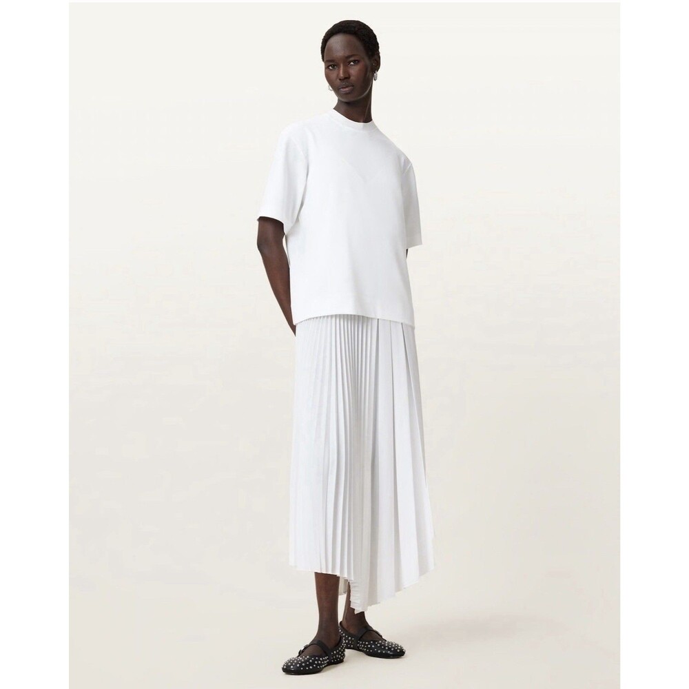 All Saints NWT Jax 2-in-1 White Pleated Asymmetrical Maxi Dress Women Xsmall